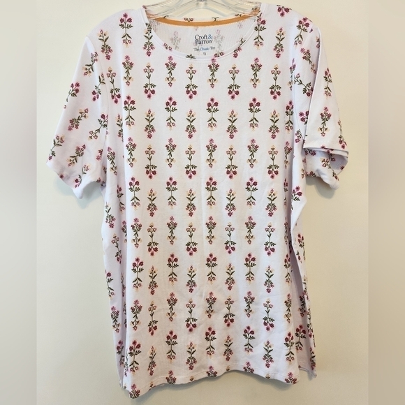 Croft & Barrow Shirt White With Flowers Size XL - Picture 1 of 3